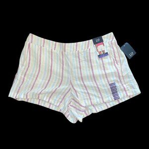 Gap Womens XXL Linen Blend Striped Shorts W/ Side & Back Pockets Elastic Waistba